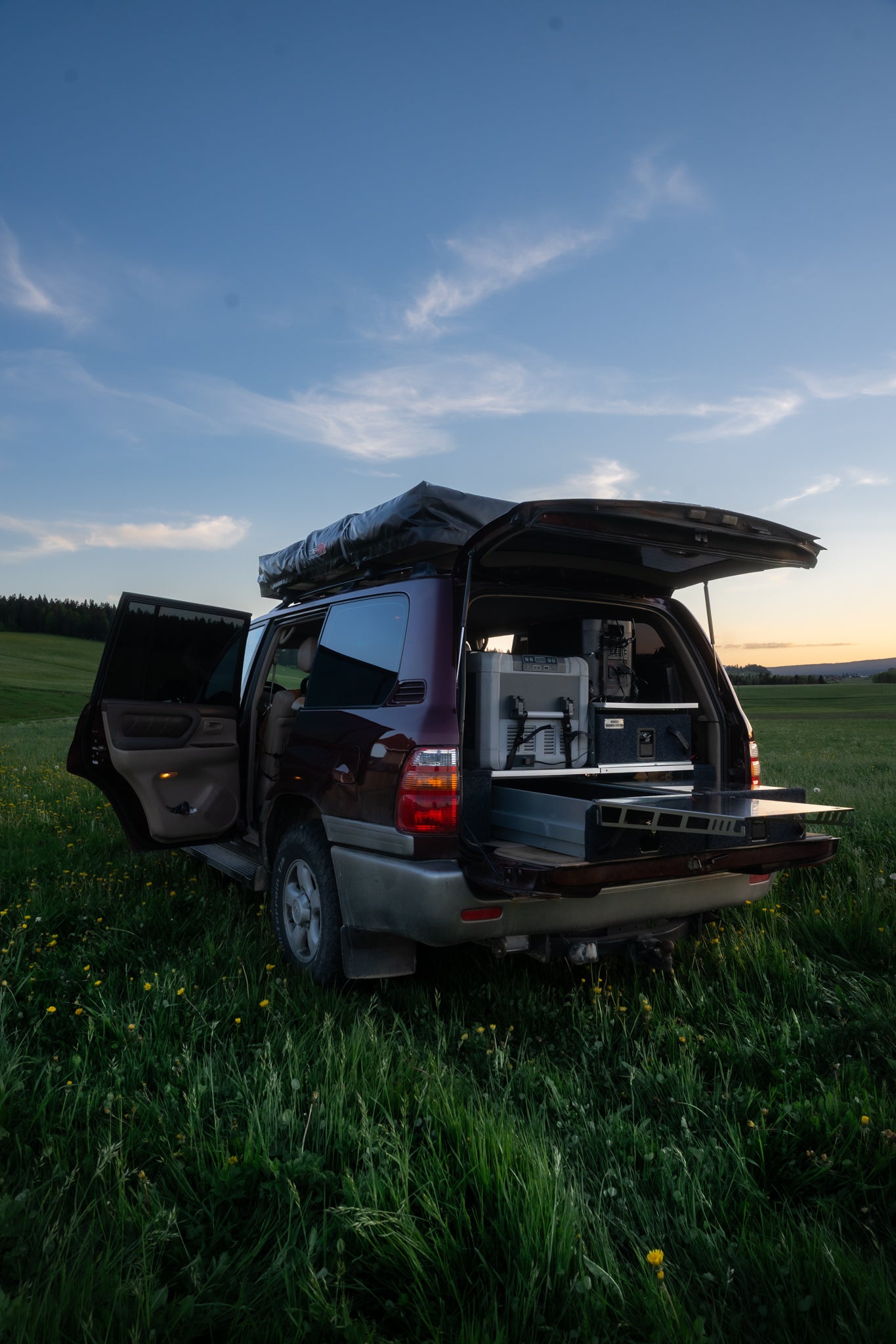 Offroad 4x4 Rear Cargo Vehicle Twin Storage Drawer Box System with Fridge Slider for Land Cruiser  4Runner 150  300 Series