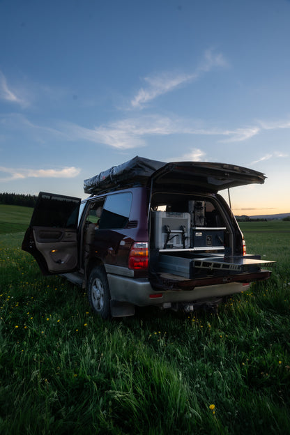 Offroad 4x4 Rear Cargo Vehicle Twin Storage Drawer Box System with Fridge Slider for Land Cruiser  4Runner 150  300 Series