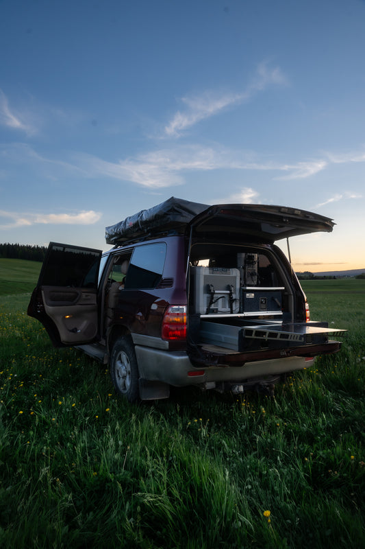 Offroad 4x4 Rear Cargo Vehicle Twin Storage Drawer Box System with Fridge Slider for Land Cruiser  4Runner 150  300 Series